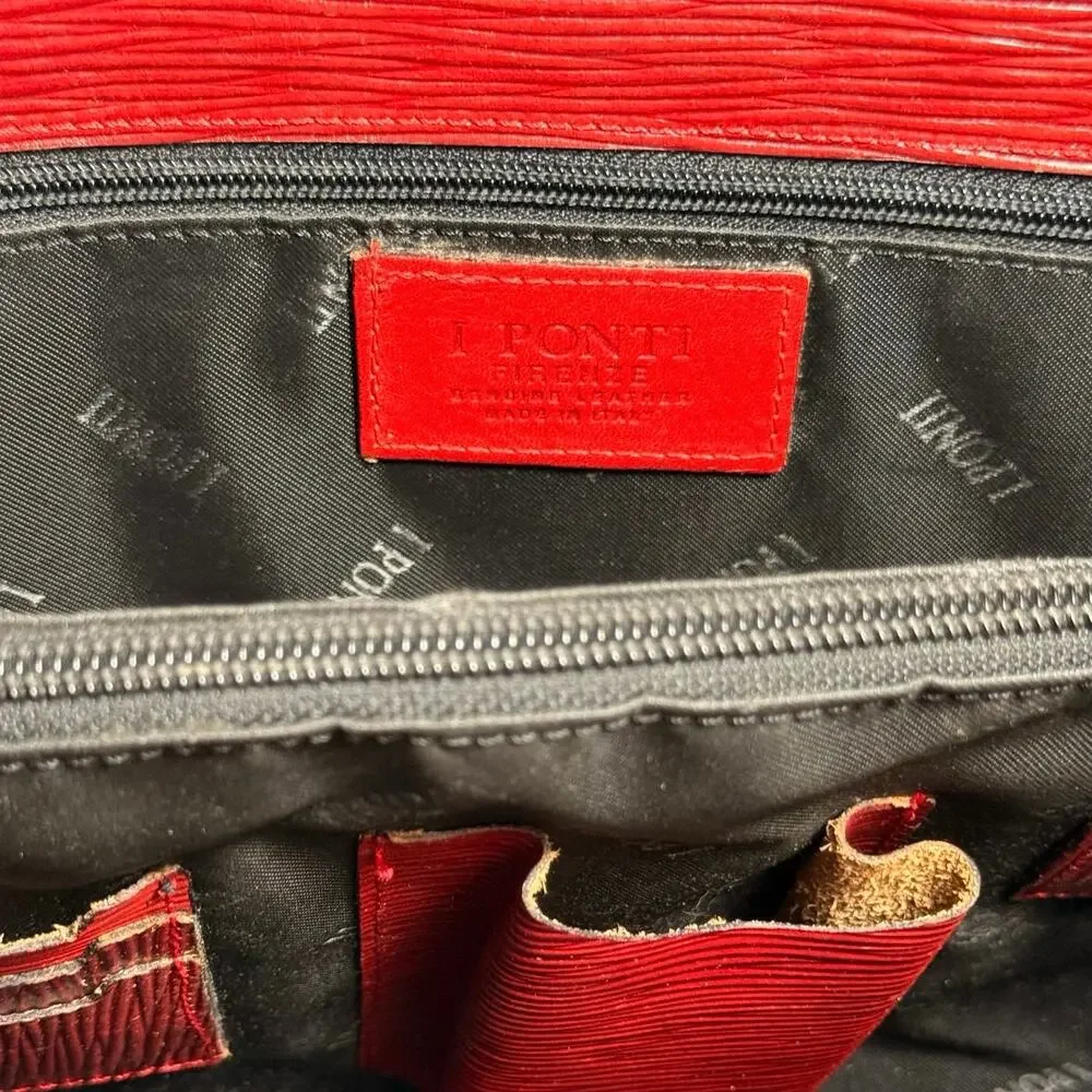 Vintage I Ponti Firenze Red Epi Leather Briefcase Bag Handbag Italy AS IS